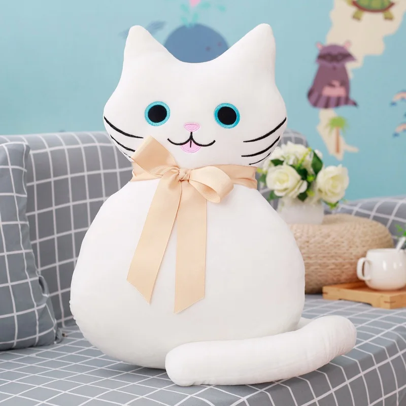Белый 53 см Kawaii Cat Подушка мультфильм животное кошачий лежак спальная Подушка лучшая Кукла Детская игрушка - Цвет: Белый
