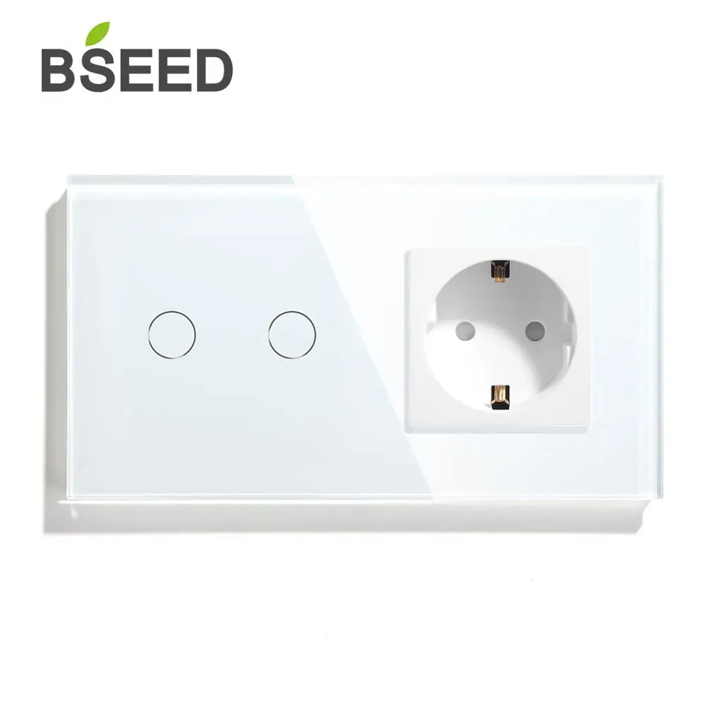 Сенсорный диммер BSEED 2 клавиши 1 канал с розеткой европейского стандарта