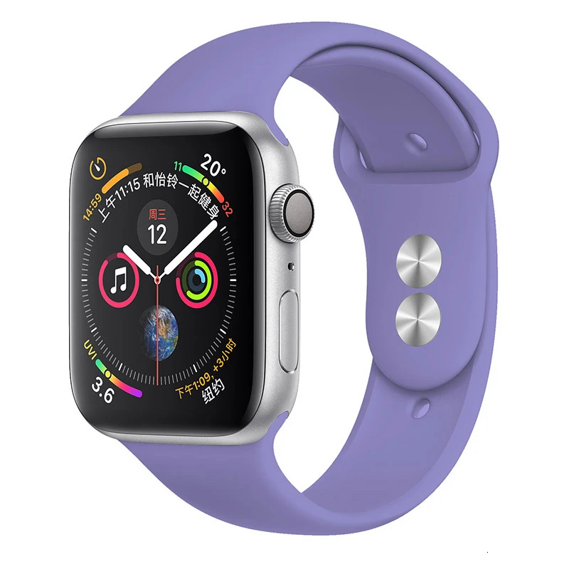 Silicone Strap For Apple Watch band 44mm 42mm iwatch series 5 4 3 2 1 Bracelet 40mm 38mm pulseira smart watch Accessories loop - Цвет ремешка: 29 Lilac