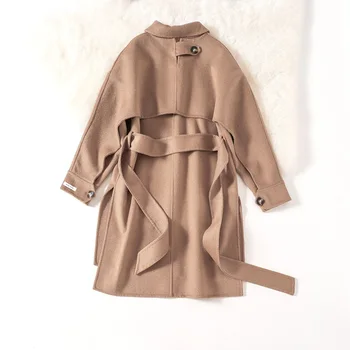 

Cthink Winter 2020 New Trench Style Wool Women's Coat Fashion Belt Slim Khaki Outerwear Korean Coat Stylish Black Wool Coats