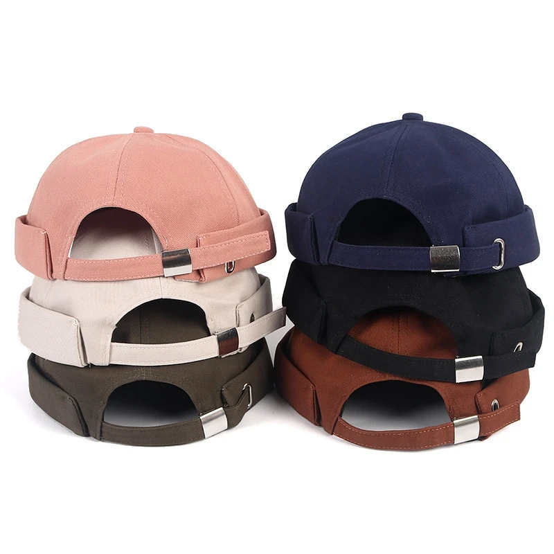 Solid Color Adjustable Hip Hop Unisex Fashion Melon Cap Dome Spring Autumn No Visor Brimless Skull Cap Beanie ski beanie