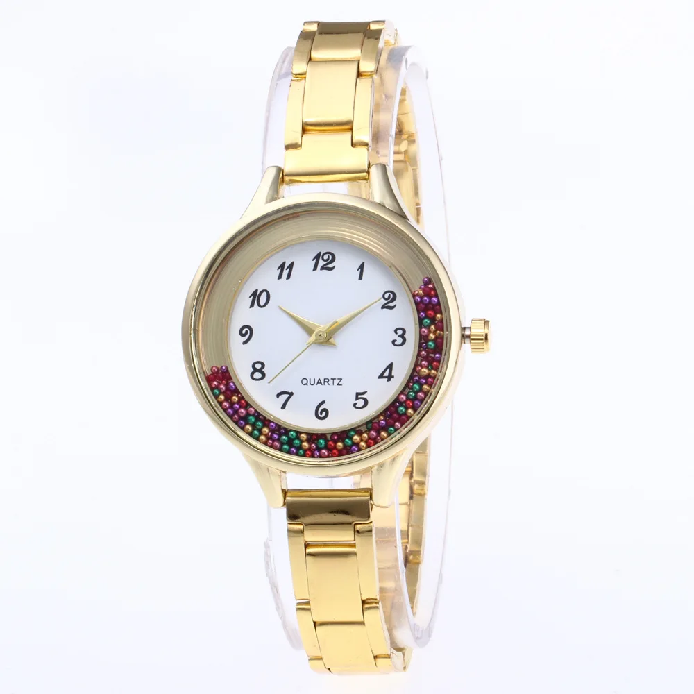 

Into Hot Selling 12 with Numbers All Measuring Circle Dial Color Ball Bearing Women's Casual Steel Watch