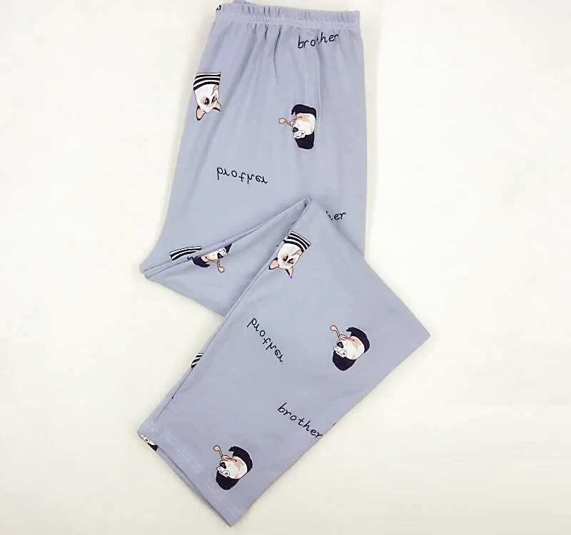 dog blue Пижамы повседневные штаны пижама и брюки из хлопка женские брюки Piyamas брюки для отдыха удобные Pantalon дышащие большие пижамы - Цвет: dog blue