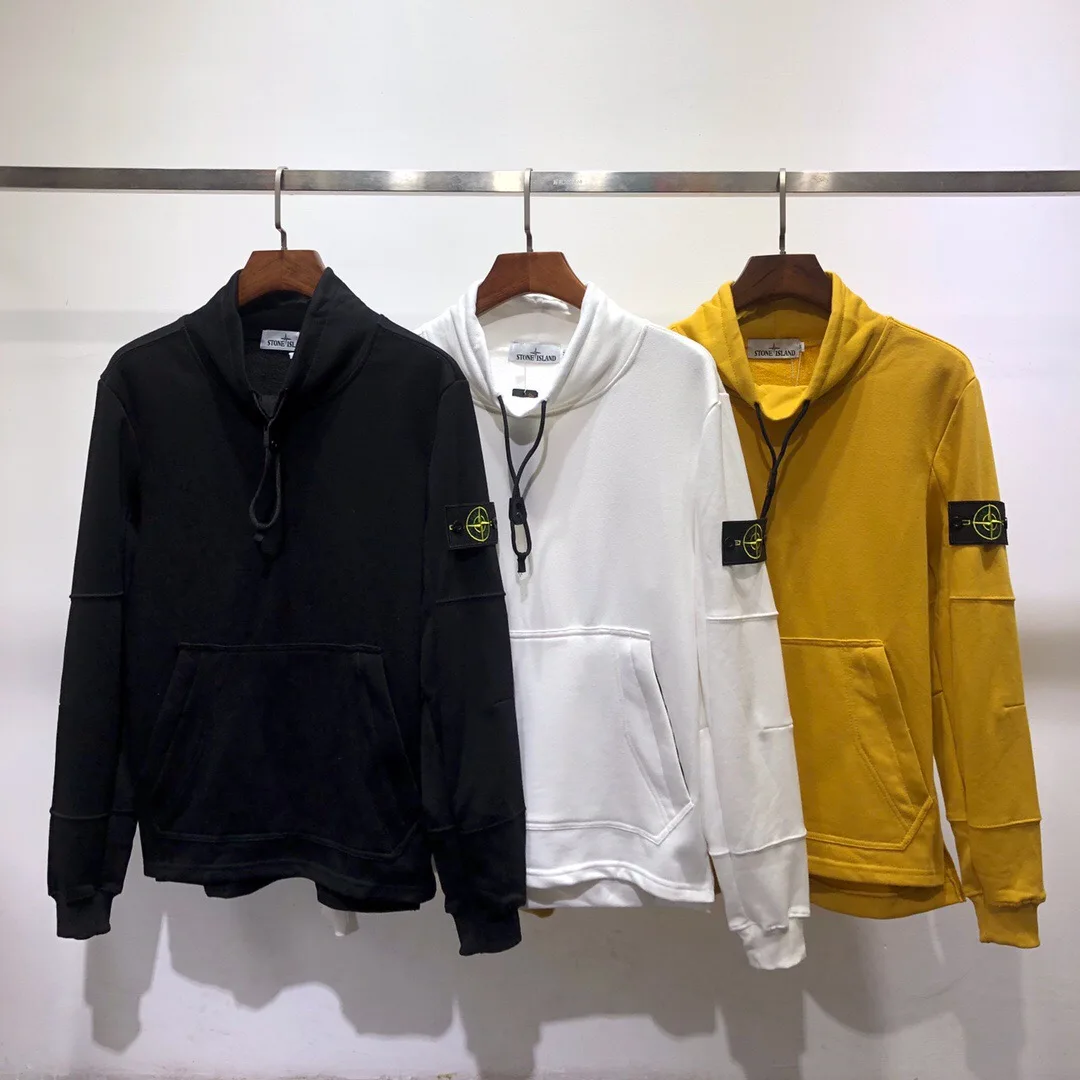 

2021 Fashion ISLAND Embroidered Armbands Head STONE Zipper Pockets Round Neck Drawstring Pullovers Sweatshirts Hoodies