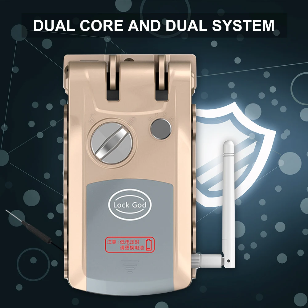 Smart Door Electric Lock DoorLock Dual Core Bluetooth Remote Control Phone Smartlock with 4 controler for Office Home Hotel