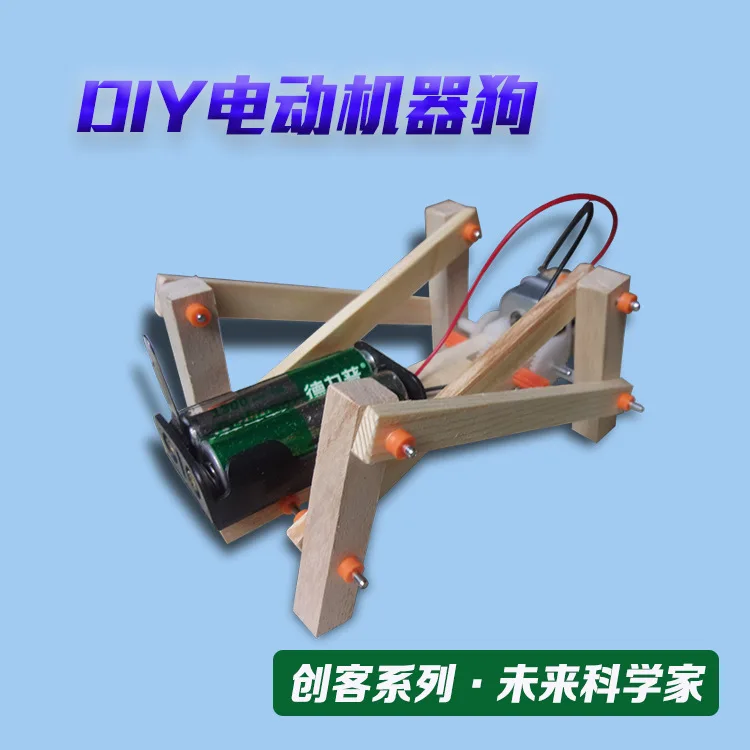 

DIY Electric Robot Dog Wood Assembled Model Maker Popularization of Science Material Science Experiment Educational Toy