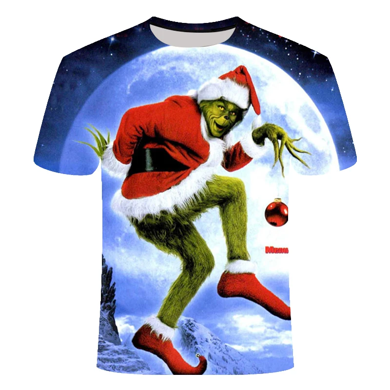 Лето Новая мужская мода футболка grinch аниме футболка Хэллоуин/Рождество зеленая фигура футболка Азиатский размер S-6XL