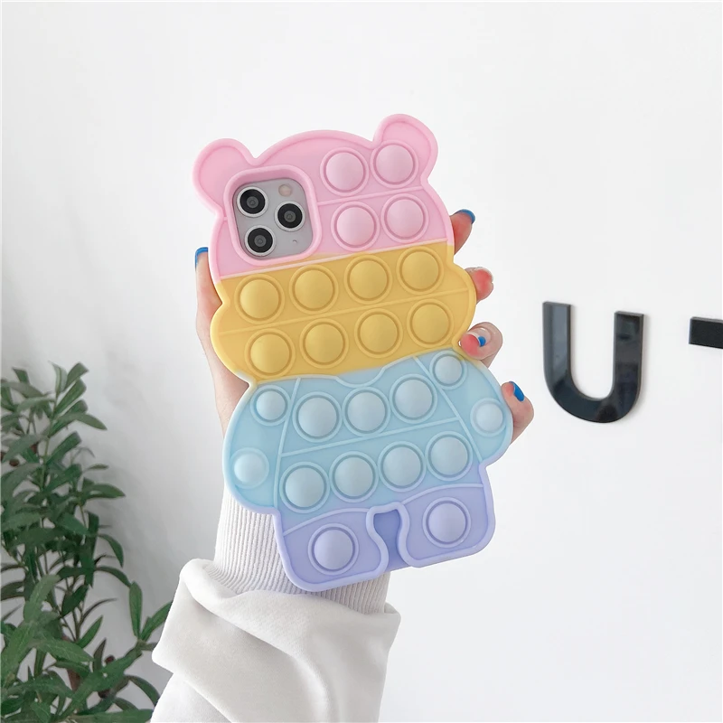 silicone cover with s pen Pop Bubble Fidget Toys Case For Samsung Galaxy S21 S20 FE S10 S9 Plus Note 9 10 20 Ultra 5G Rainbow Beans Cartoon Unicorn Cover samsung flip phone cute