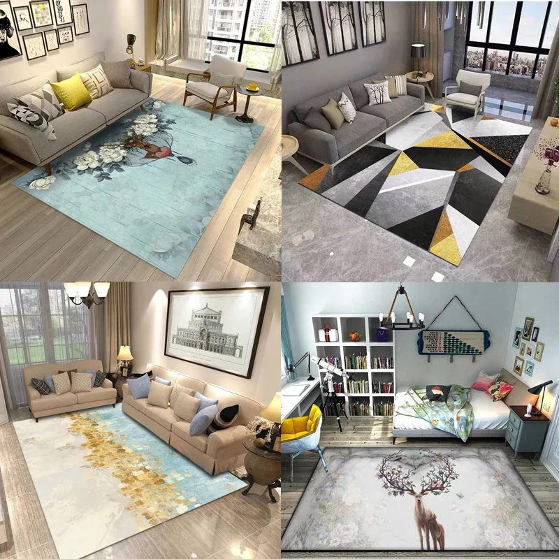 

Carpet living room North European coffee table pad modern simple ins geometry American rectangular creative carpet