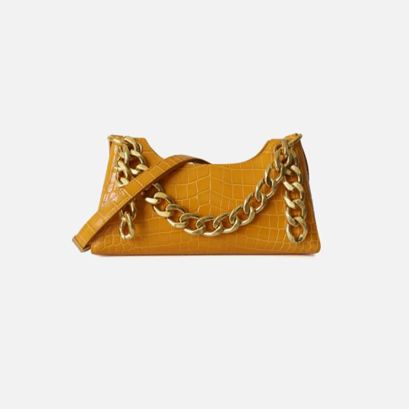 

Genuine Leather Women Bag Underarm bag large chain crocodile pattern Single Shoulder Messenger Handbag cowhide women's bag