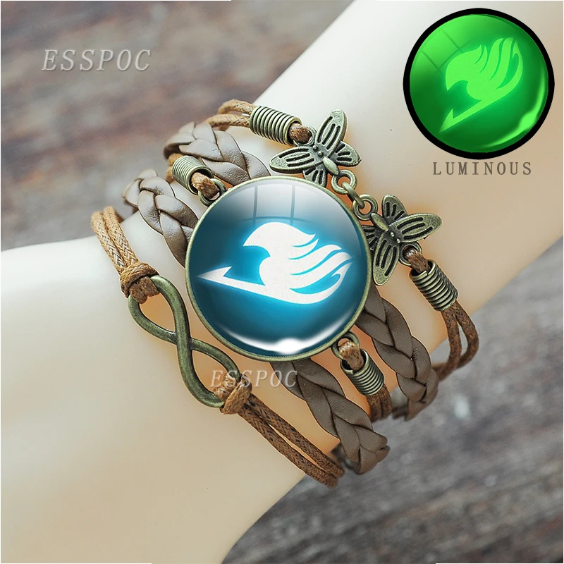 

bronze weave luminous Bangle Bracelet Fairy Tail Bracelet Guild Logo Glass Cabochon Anime Jewelry Gift for Anime Cosplay jewelry