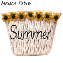 Женская Соломенная Сумка через плечо с цветочным узором, винтажная сумка на плечо, летняя Национальная женская сумка на молнии