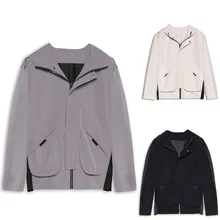 Мужские весенние и осенние новые трендовые однотонные повседневные свободные красивые пальто с капюшоном уличная ветрозащитная куртка Chaqueta de los hombres#3