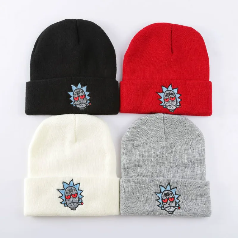 

Adlut Unisex Anime Rick and Morty Cosplay Embroidery Pattern Beanie Winter Ski Cap Adjustable Adult Warm Christmas Gift