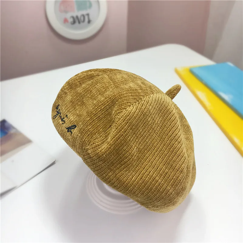 Новинка, модная шапка для мужчин, женщин и малышей, берет для родителей и детей, винтажный Зимний берет, шапки для женщин с вышитыми буквами, шерстяные Восьмиугольные шапочки