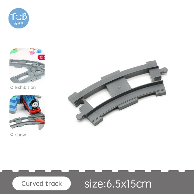 Big Size Block Bricks Train Tracks  Traffic Stop Lights Straight Track Black Accessories DIY Bricks Toys For Children Gift Curved track