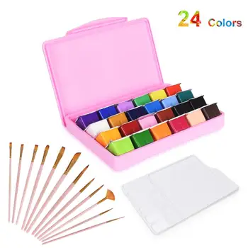 

24 Colors Gouache Paint Set 30ML Non-Toxic Watercolor Painting Unique Jelly Cup Design with Palette for Artists Students