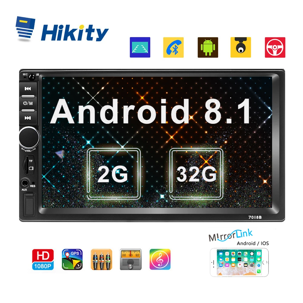 Hikity 2Din автомобильный Радио Android 2G + 32G GPS 7 &quotHD Авторадио мультимедийный плеер Wifi FM