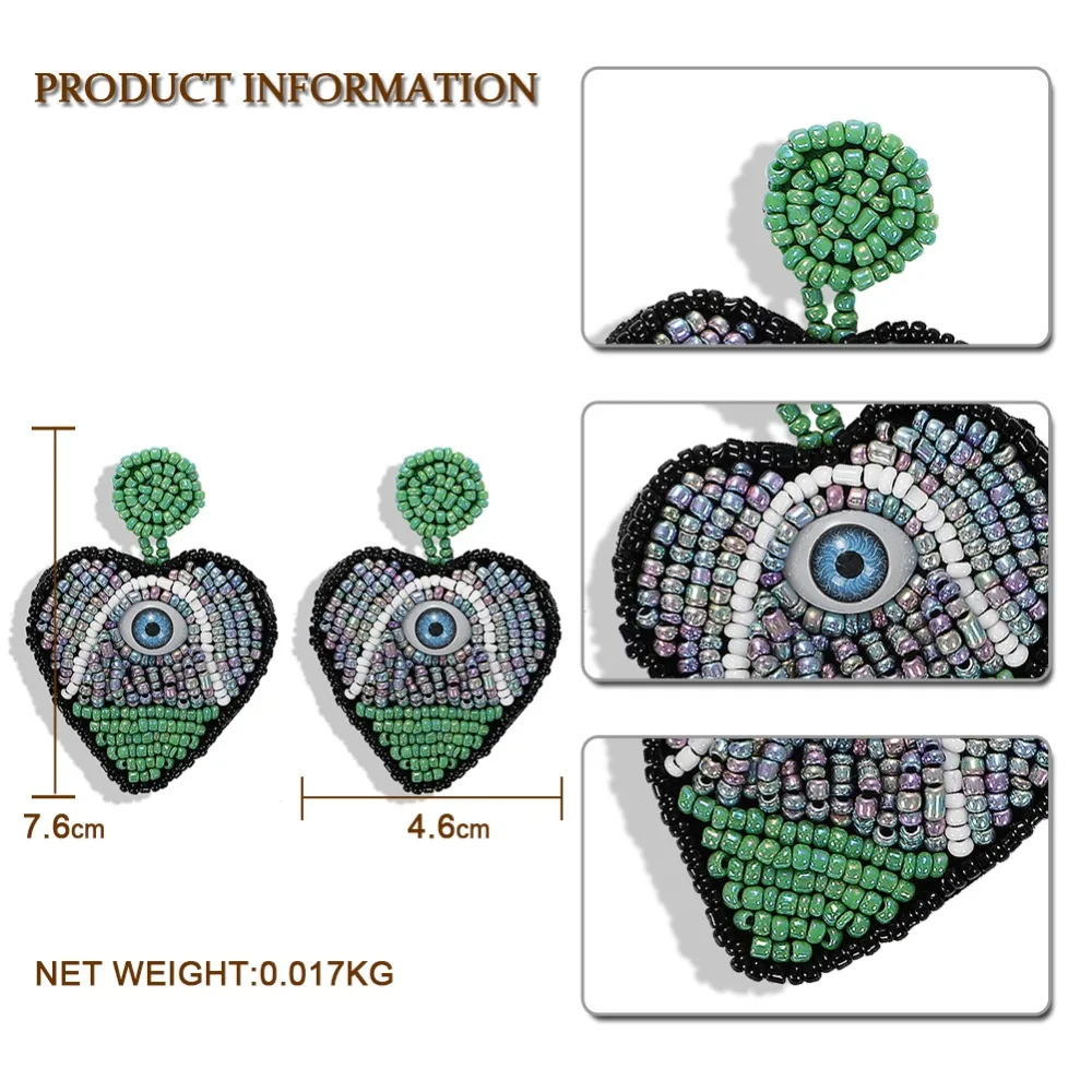 Vedawas, богемные серьги с бисером, ручная работа, массивные пляжные серьги в форме сердца, глаз, растений, фруктов, висячие серьги, рождественские подарки, xg3330