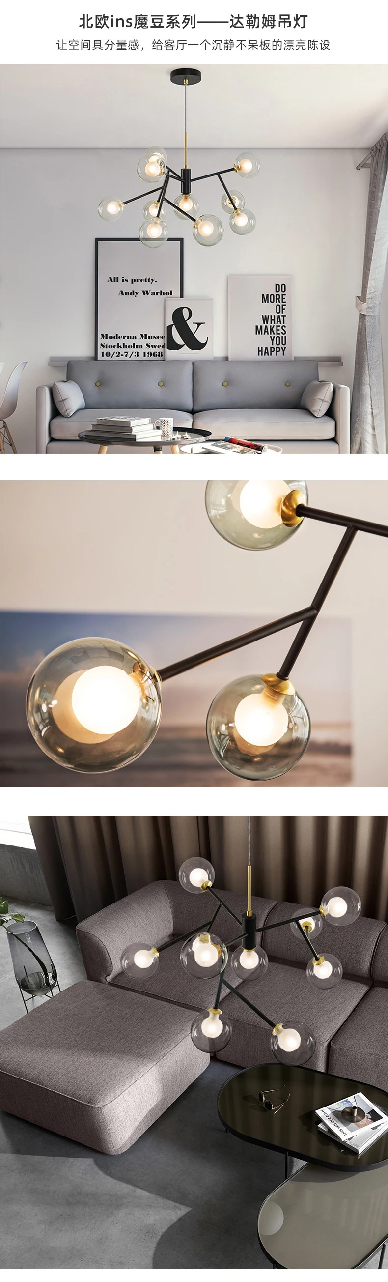 Lustra lampa постмодерн медь роскошный Светодиодный Люстра Освещение прозрачное стекло креативный подвесной светильник для гостиной