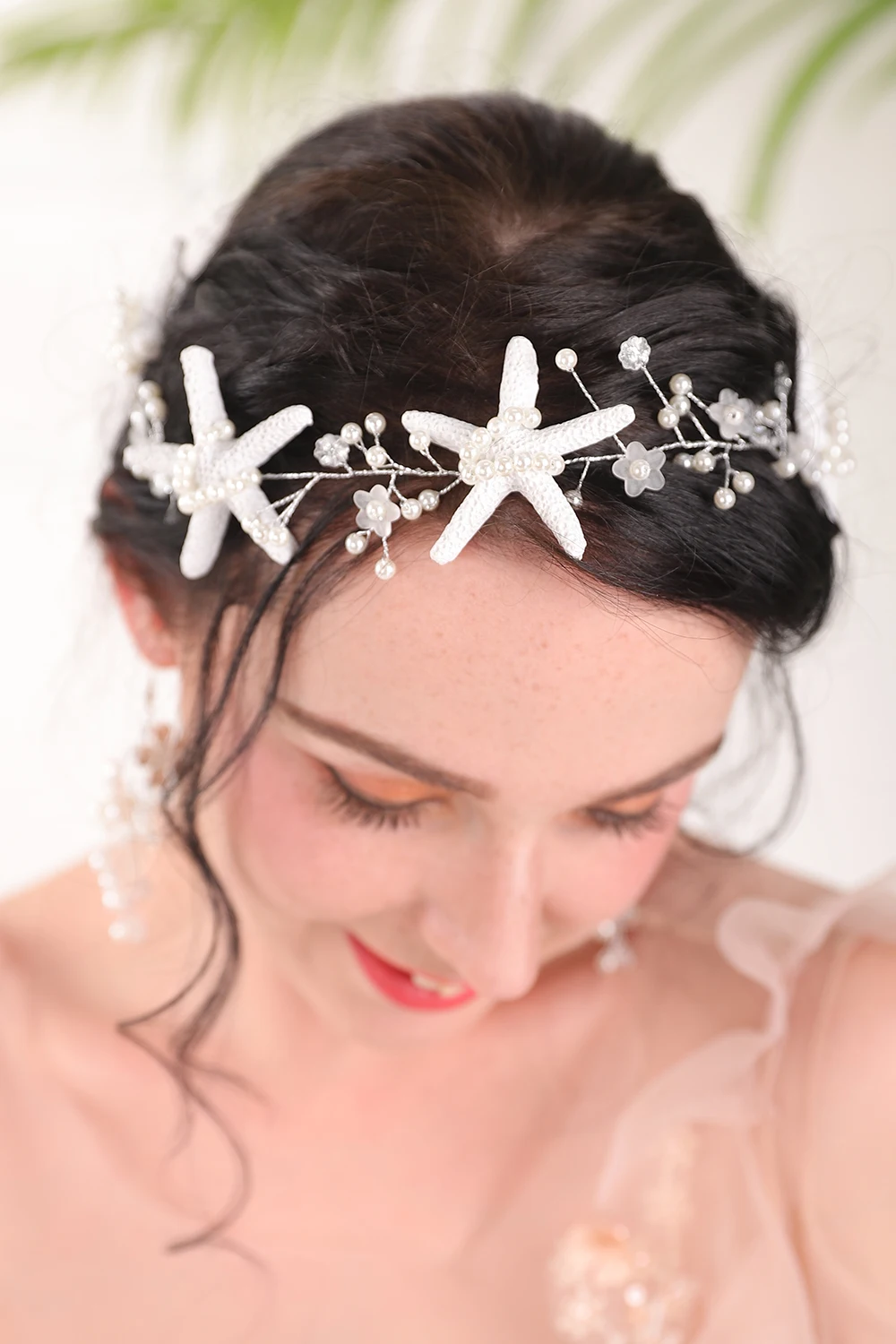 Wedding Bridal Accessories Shiny Star Wearing Headband Flower Pearls fascinator hat Handmade Hair Jewelry for women hair accessories bridal hair accessories bridal jewelry set