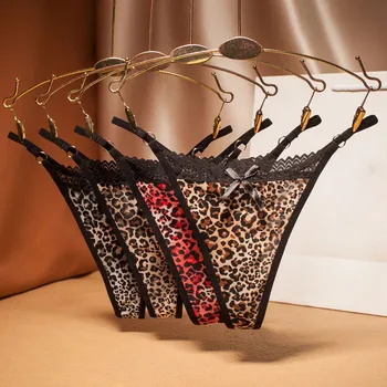 

Sexy Leopard Underwear Women Leopard Lace Mesh Sheer Underwear Lingerie Thongs Panties Sexy Briefs Ropa Interior Femenina