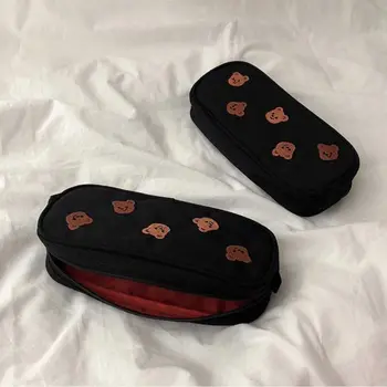 

1 Pc Kawaii Bear Embroidery Canvas Pencil Bag Pen Case Kids Gift Cosmetic Stationery