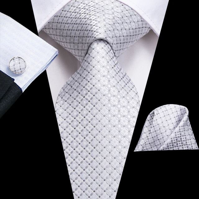 Hi-Tie bianco solido Paisley regalo uomo cravatta Gravata seta cravatta da sposa per uomo Hanky gemello Set Fashion Design Business Dropshipping 3