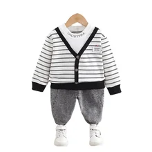 Ensemble de vêtements pour bébés garçons, T Shirt et pantalon, en coton, décontractés, à la mode, pour enfants, 2 pièces/ensemble, nouvelle collection printemps automne