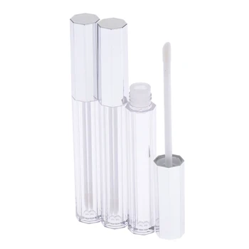 

3 Pcs 5ml Empty Clear Lip Gloss Tube Eyeshadow Lip Balm Bottle Container with Applicator Wand
