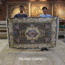 Yilong 4'x6' синий чистый шелк ковер роскошный ручной работы ковер высокого качества ручной работы(ZQG318A