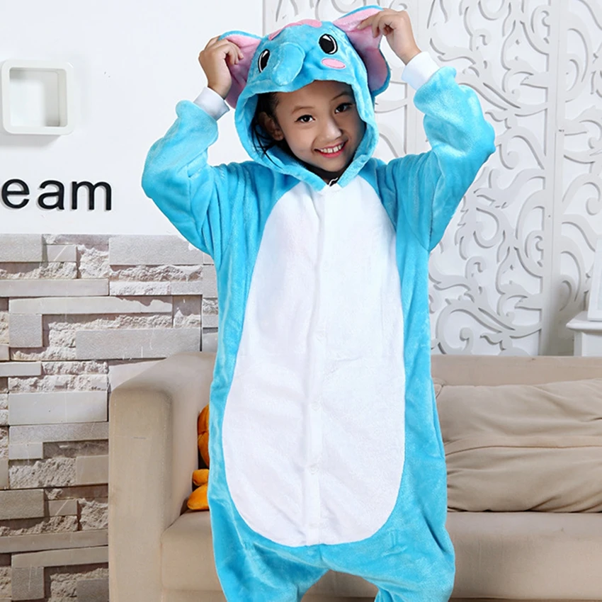 

Kids Boy Girl Halloween Homecoming Party Costume Animal Anime Elephant Cosplay Costume Zipper Hoodie Onesie Pajama