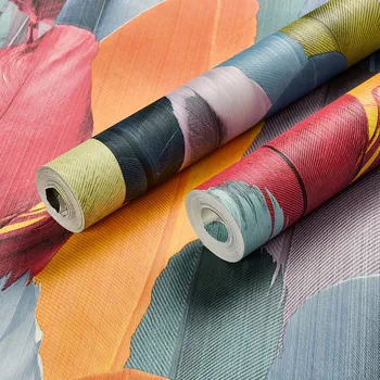 

High Quality PVC Wallpapers 3D Stereoscopic Feather Wall Paper Roll Livingroom Bedroom Decoration 3D WallPaper Feather Wallpaper