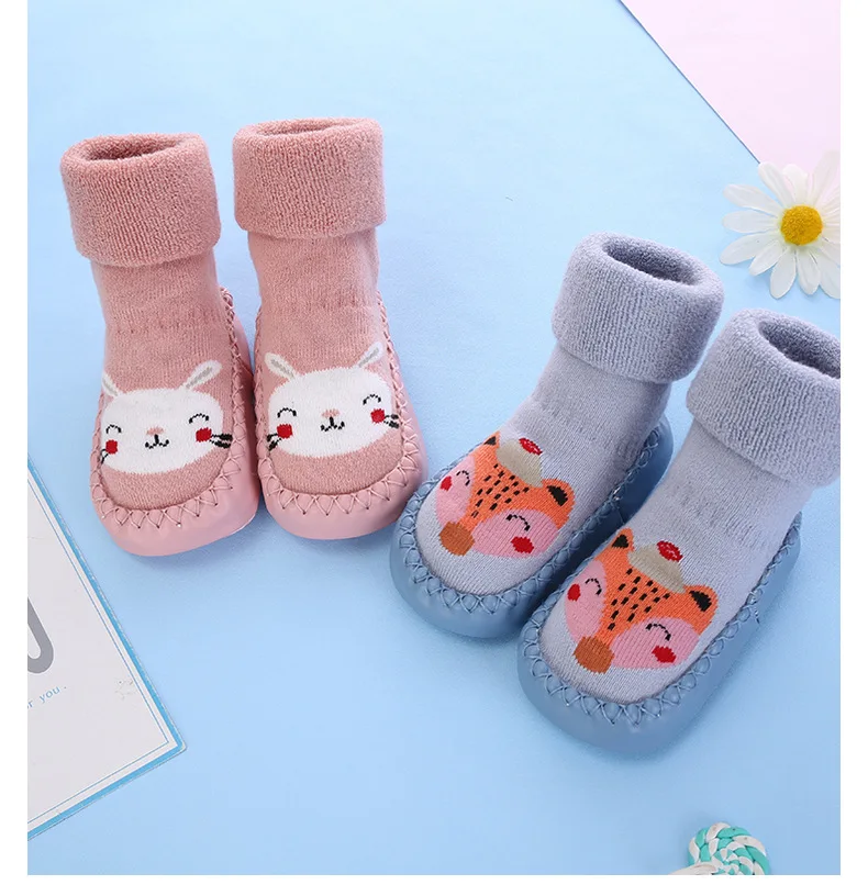Description Picture 6 of itemToddler Indoor Sock Newborn Prewalker Kids Cotton Socks Winter Thick Terry Baby Girl Sock Rubber Sole Infant Funny Cartoon Sock