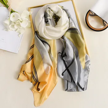

2019 Chinese luxury Silk Autumn and winter Lady Popular New style Print silk scarf Women Sunscreen Shawl Fashion Headscarf