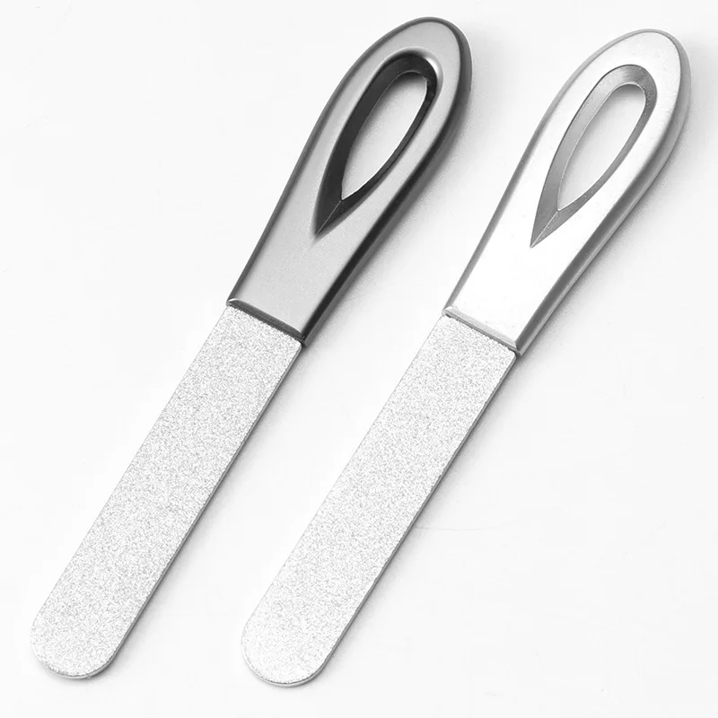 

2 Pieces Stainless Steel Nail Files Double Sided Nail Files Anti-slip Handle Grit Diamond Fingernail File Easily Emery Boards