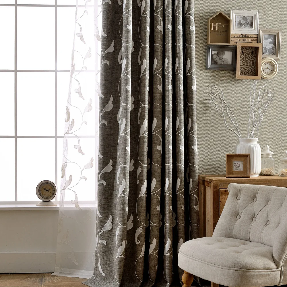 

Curtains for Living Room Good Dance - Simple Modern Cotton Yarn Embroidered Curtain and Curtain Fabric