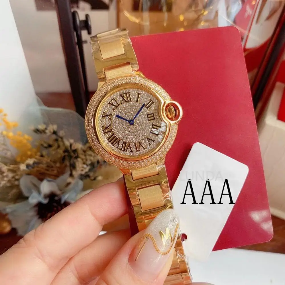 

gold full diamond women's Watch top brand 33MM Dial Automatic Mechanical Stainless Steel Sapphire Reloj ctr Male Wrist Watch