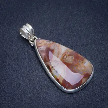 

Natural Crazy Lace Agate Handmade Unique 925 Sterling Silver Pendant 2" B3209
