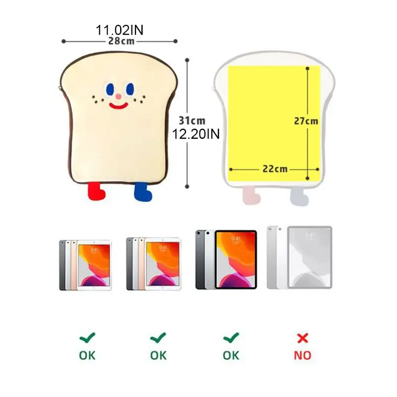 

Cartoon Toast Tablet Protective Case Laptop Bag for ipad Pro 9.7/10.5/11in
