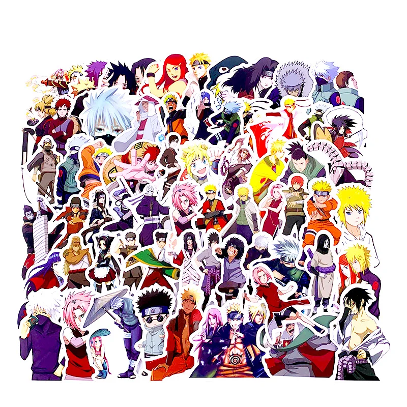 

100PCS/set Waterproof Japan Anime Naruto Sticker For Laptop Car Trunk Skateboard Fridge Guitar Backpack Decal Toy Stickers