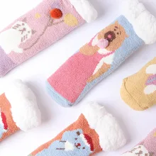 Рождественские носки; Новинка; сезон осень-зима; суперплотные махровые носки из овечьей кожи с героями мультфильмов; домашние носки; женские зимние носки