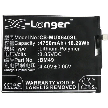

Cameron Sino 4750mAh Battery For Xiaomi 2016001 2016002 2016007 Hydrogen Max Mi Max Dual SIM,BM49
