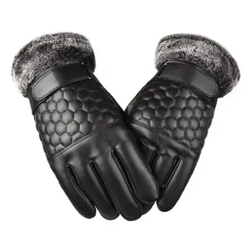 

Men Gloves Leather Glove For Men Winter Outdoor Warm Thickening Thermal Patchwork Riding Touch Screen Gloves Windproof 2020 #L10