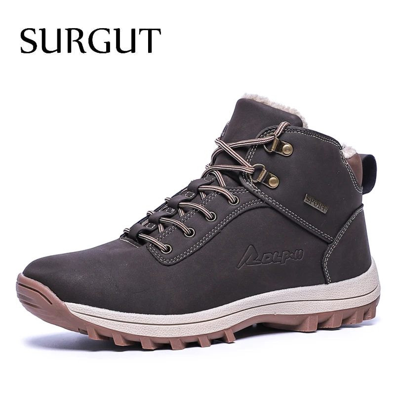 Snow-Boots Rubber Casual-Shoes High-Top Male Winter Fashion SURGUT for Men Adult-Quality