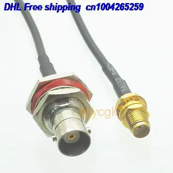 

DHL 50pcs BNC female jack bulkhead to SMA female bulkhead RG174 Jumper pigtail 6" cable 22j