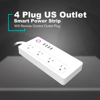 

Smart Home Power Plug WIFI Socket Strip WiFi Timing Plug Power Strip 4 Ports Individual Wireless Remote Control