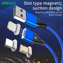 AIREACH, магнитный usb-кабель для быстрой зарядки, кабель USB type C, Магнитный зарядный кабель Micro usb для зарядки и передачи данных, кабель USB для мобильного телефона