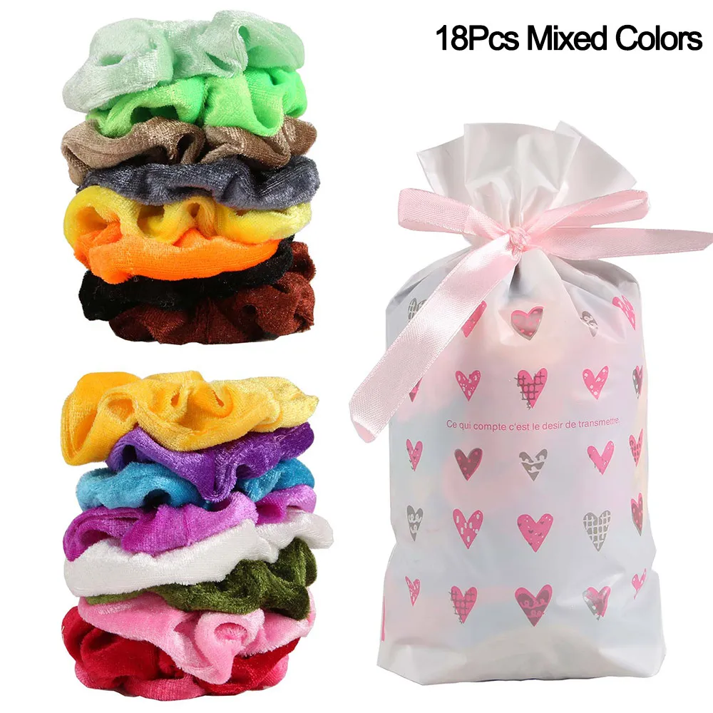 18Pcs Mixed Colors 6/12 шт. бархатные резинки для волос, эластичные резинки для волос, женские резинки для волос, веревки, конский хвост, держатель, аксессуары для волос для девочек - Цвет: 18Pcs Mixed Colors