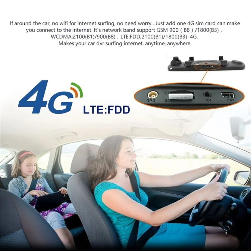4G ADAS Автомобильный видеорегистратор камера видео рекордер зеркало 7,8" Android 5,1 с двумя камерами s Dash Cam Регистратор черный ящик 16GB